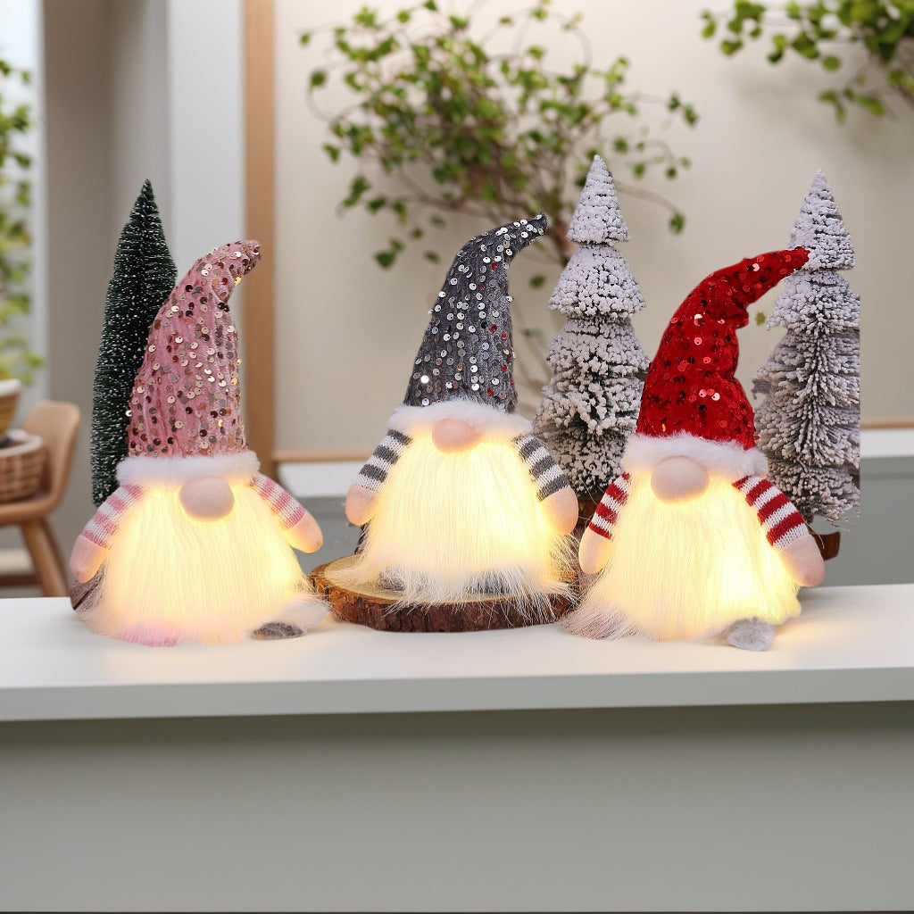 2 Pcs Red Charming Light-Up Christmas Gnome - Festive Nordic Plush Holiday Decoration