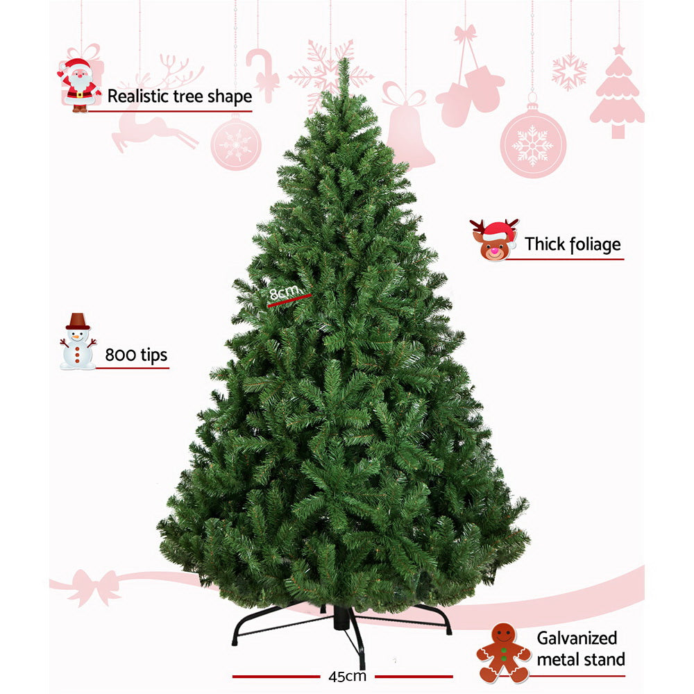 Jingle Jollys Christmas Tree 1.8M Xmas Trees Decorations Green 800 Tips