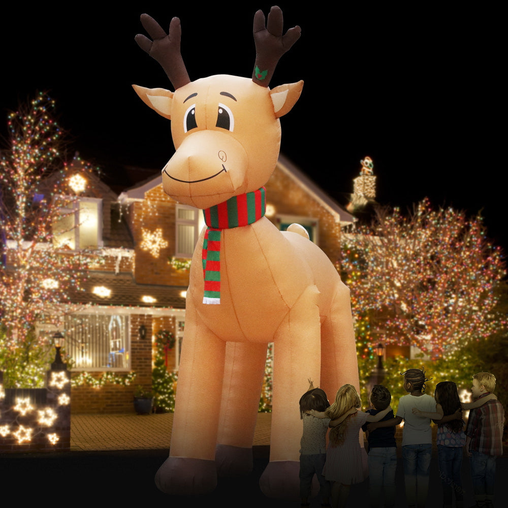Jingle Jollys Christmas Inflatable Reindeer 5M Illuminated Decorations
