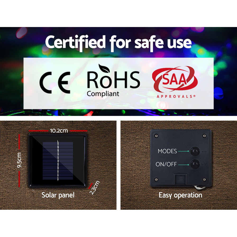 12.5M Christmas Lights Solar Icicle String Light Multi Colour Jingle Jollys