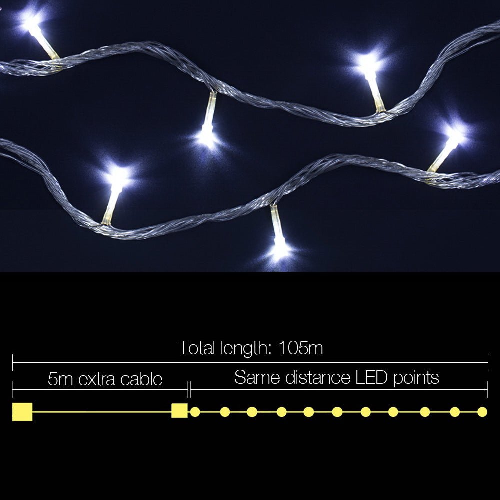 100M Christmas Lights String Fairy Light 500 LED Cool White Jingle Jollys