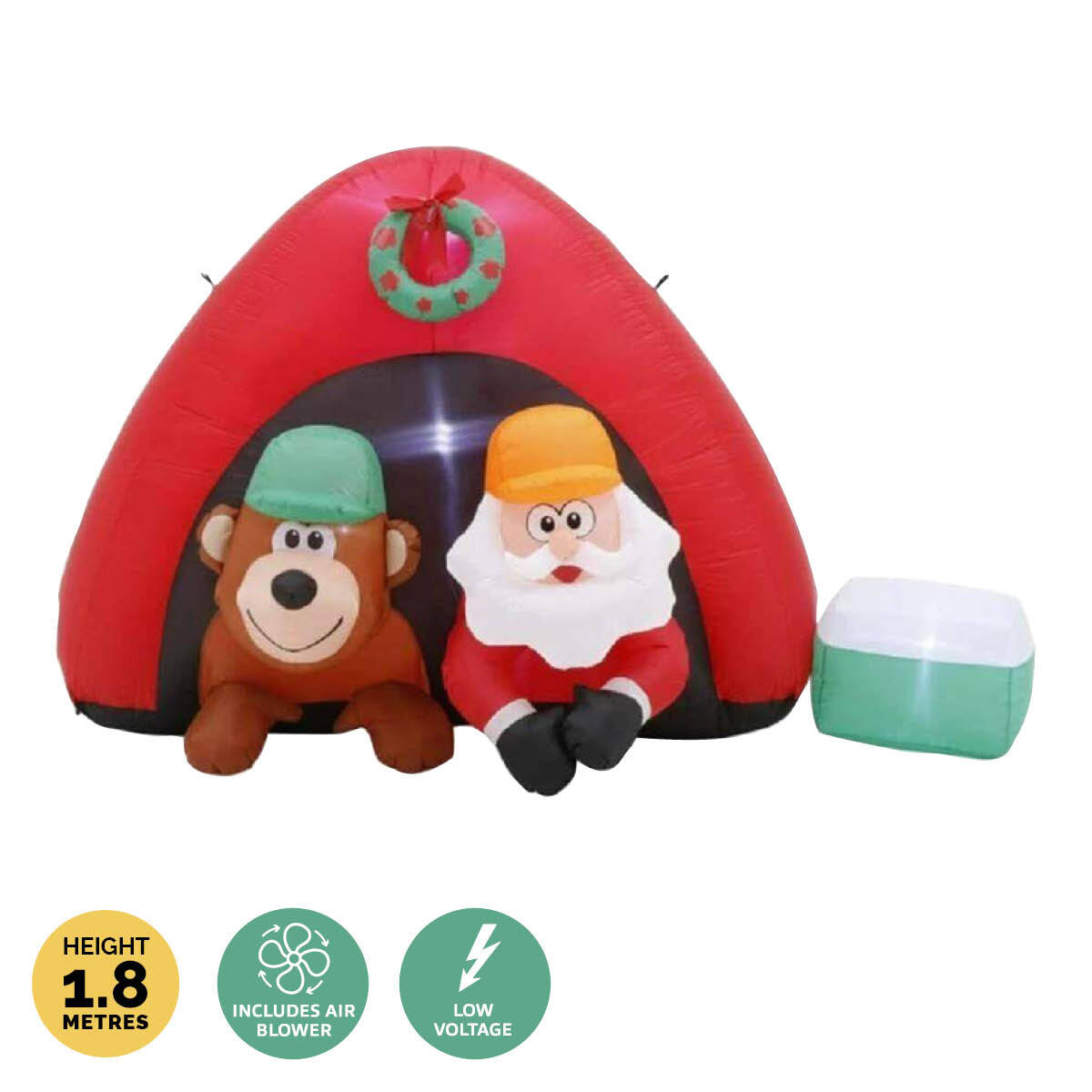 Christmas By Sas 1.8m Santa & Bear Camping Built-In Blower LED Lighting