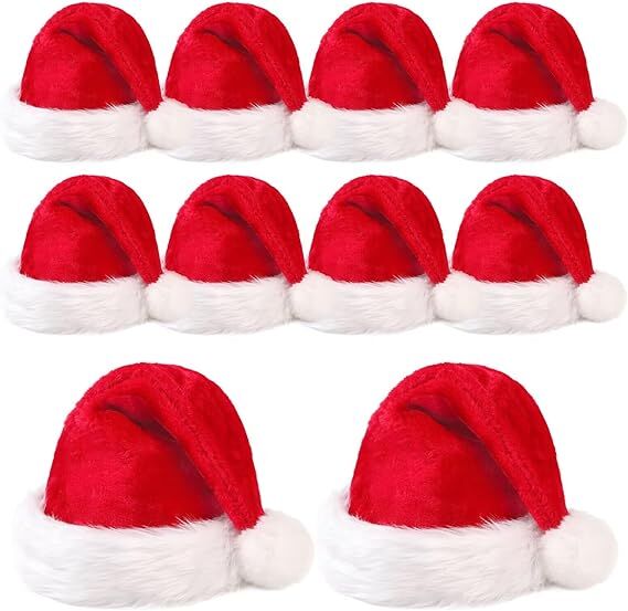3Pack Christmas Santa Hats for Adults - Extra Thicken Velvet Santa Claus Hats for Women Men Fluffy Plush Xmas Hats Christmas Party Supplies New Year's Eve Party Hats for Adults Teenagers
