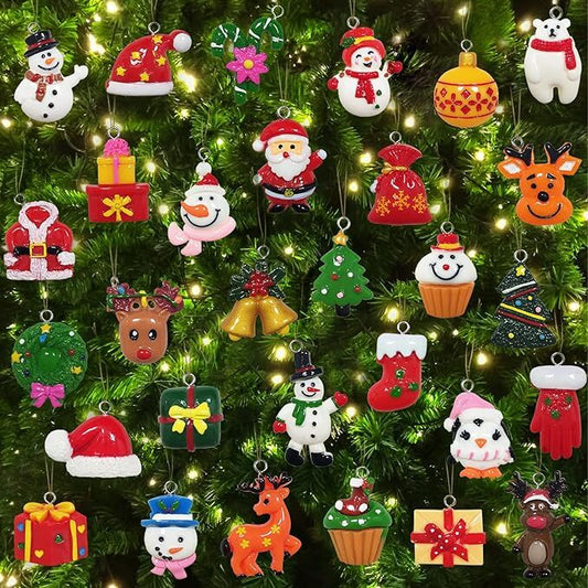 30pcs Mini Christmas Ornaments for Mini Tree Decorations Small Christmas Ornaments Resin Miniatures for Craft Christmas Decor