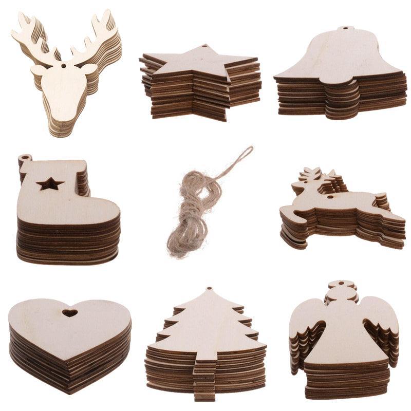 Wooden Christmas Hanging Ornament for Tree DIY Craft Decoration 10pcs - Christmas Stocking