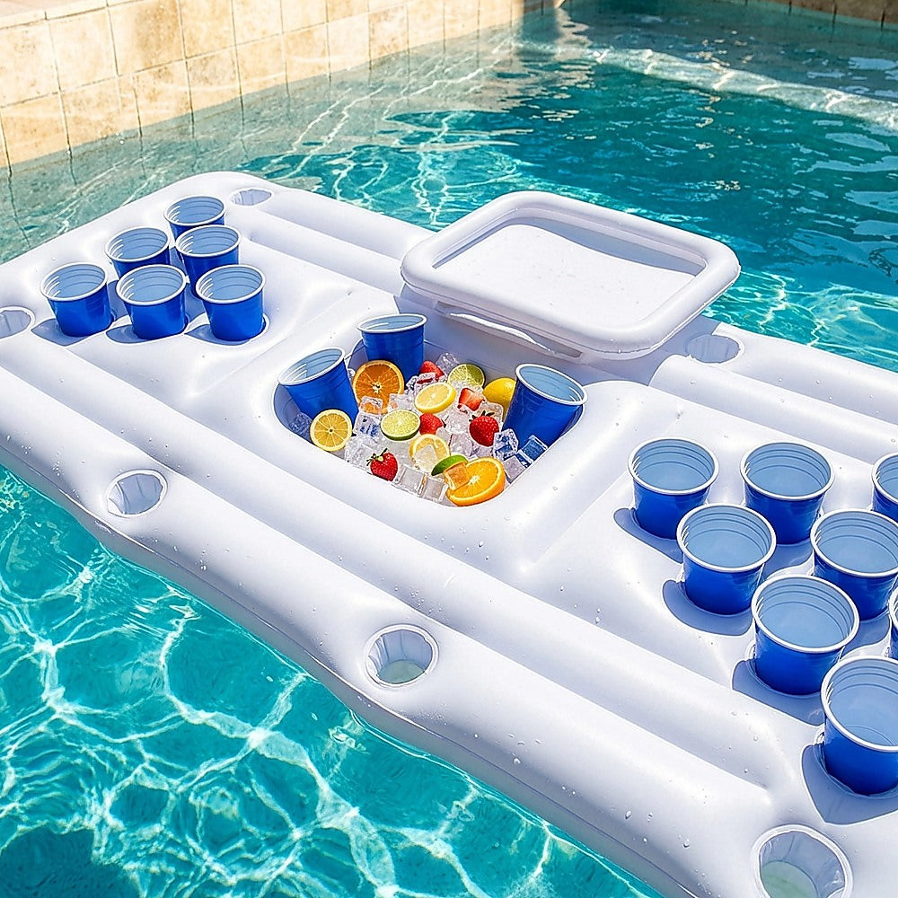 Big PVC Inflatable Beer Pong Raft Floating Pool Party Pong Game Table Lounge Toy