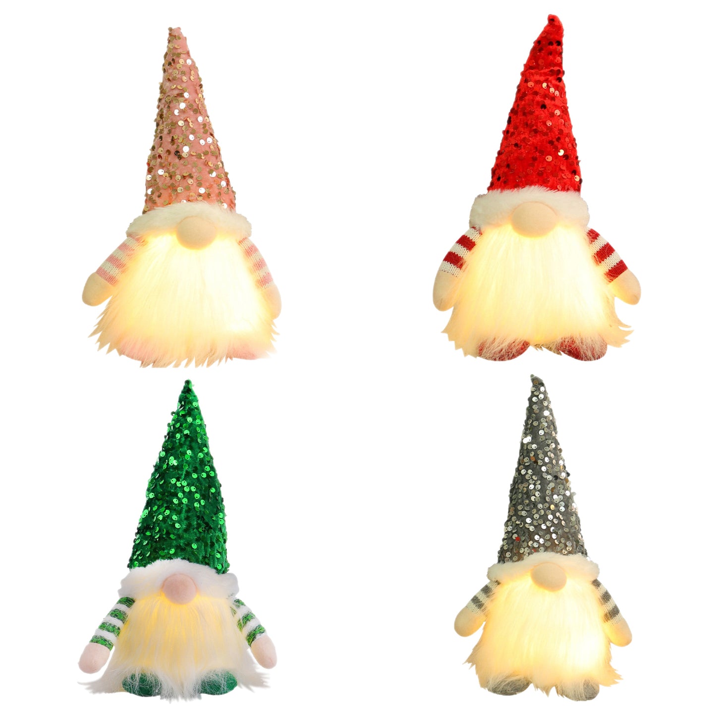 2 Pcs Red Charming Light-Up Christmas Gnome - Festive Nordic Plush Holiday Decoration