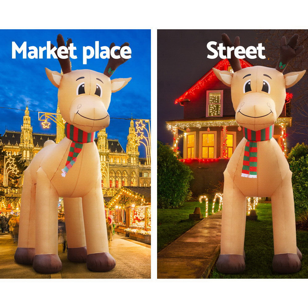 Jingle Jollys Christmas Inflatable Reindeer 5M Illuminated Decorations